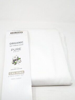 New Pure Earth Organic Cal King 100% Cotton Flat Sheet